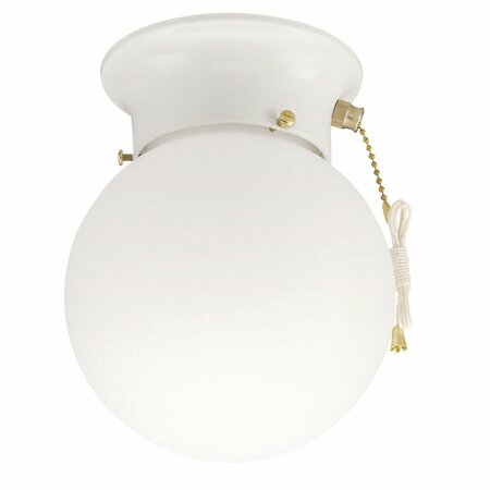 HOME IMPRESSIONS 6 In. White Incandescent Flush Mount Ceiling Light Fixture with Pull Chain ICL9WHW